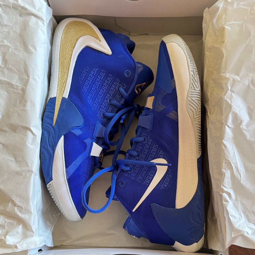 Nike Zoom Freak 1 Hyper Royal and Metallic Gold Athletic Sneakers